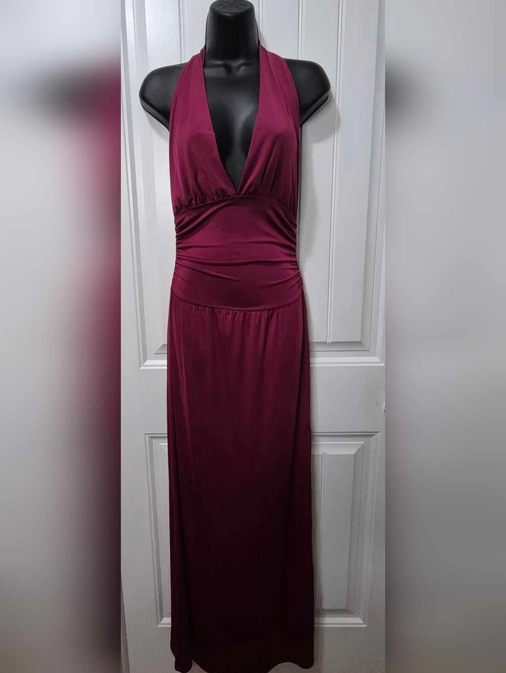 Womens Club L Halter Maxi Dress Size 12 Burgundy